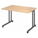 Bureau réglable en hauteur ZENO 12 G en chêne avec piètement gris graphite de hjh OFFICE PRO