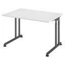 Bureau réglable en hauteur ZENO 12 G avec plateau blanc et structure graphite de hjh OFFICE PRO
