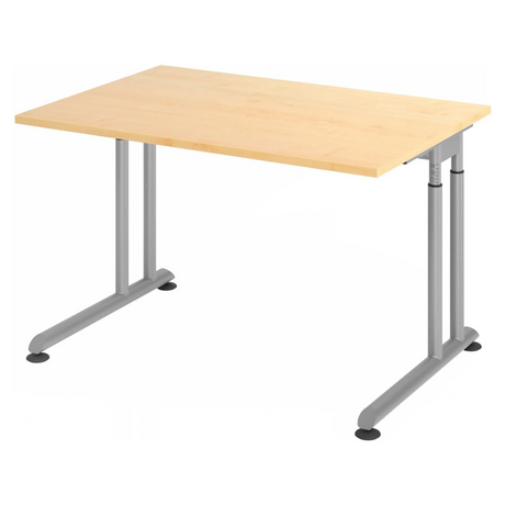 Bureau réglable en hauteur ZENO 12 S aspect érable avec pieds en métal argenté de hjh OFFICE PRO