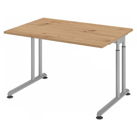 Bureau réglable en hauteur ZENO 12 S en chêne noueux avec structure argentée de hjh OFFICE PRO