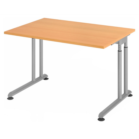 Bureau réglable en hauteur ZENO 12 S aspect hêtre avec pieds argentés de hjh OFFICE PRO