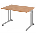 Bureau réglable en hauteur ZENO 12 S aspect noyer avec pieds argentés de hjh OFFICE PRO
