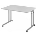 Bureau réglable en hauteur ZENO 12 S avec plateau gris et structure argentée de hjh OFFICE PRO