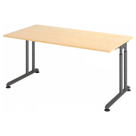 Bureau réglable en hauteur ZENO 16 G avec plateau en bois d'érable et structure graphite de hjh OFFICE PRO