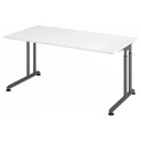 Bureau réglable en hauteur ZENO 16 G avec plateau blanc et piétement graphite de hjh OFFICE PRO