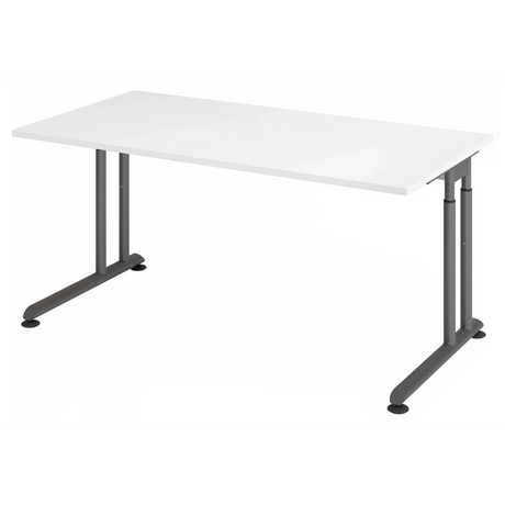 Bureau réglable en hauteur ZENO 16 G avec plateau blanc et piétement graphite de hjh OFFICE PRO