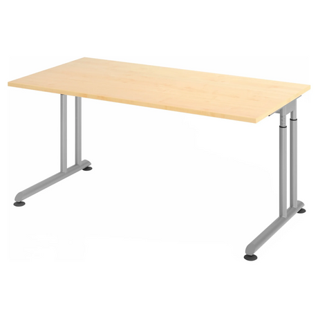 Bureau réglable en hauteur ZENO 16 S aspect érable avec piètement argenté de hjh OFFICE PRO