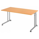 Bureau réglable en hauteur ZENO 16 S aspect hêtre avec pieds argentés de hjh OFFICE PRO