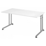 Bureau réglable en hauteur ZENO 16 S avec plateau blanc et pieds argentés de hjh OFFICE PRO