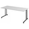 Bureau réglable en hauteur ZENO 19 G avec plateau blanc et piétement gris graphite de hjh OFFICE PRO