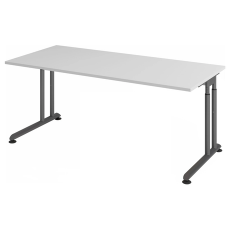 Bureau réglable en hauteur ZENO 19 G avec plateau blanc et piétement gris graphite de hjh OFFICE PRO