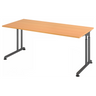 Bureau réglable en hauteur ZENO 19 G en hêtre avec piètement graphite de hjh OFFICE PRO