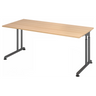 Bureau réglable en hauteur ZENO 19 G avec plateau en chêne et structure graphite de hjh OFFICE PRO