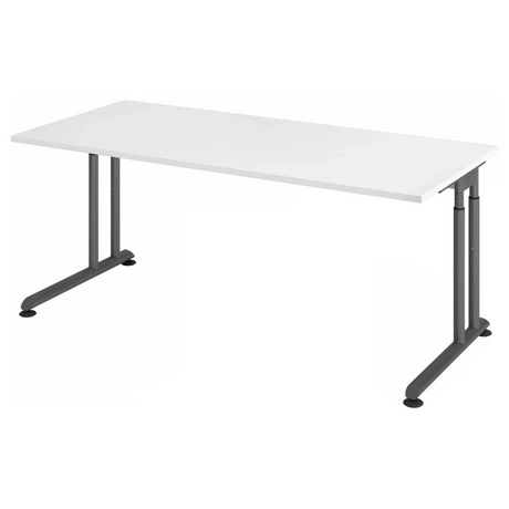 Bureau réglable en hauteur ZENO 19 G avec plateau blanc et piètement graphite de hjh OFFICE PRO