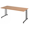 Bureau réglable en hauteur ZENO 19 G aspect noyer avec piètement graphite de hjh OFFICE PRO