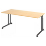 Bureau réglable en hauteur ZENO 19 G en érable et graphite avec plateau rectangulaire de hjh OFFICE PRO