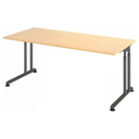 Bureau réglable en hauteur ZENO 19 G en érable et graphite avec plateau rectangulaire de hjh OFFICE PRO