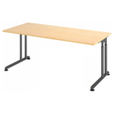 Bureau réglable en hauteur ZENO 19 G en érable et graphite avec plateau rectangulaire de hjh OFFICE PRO