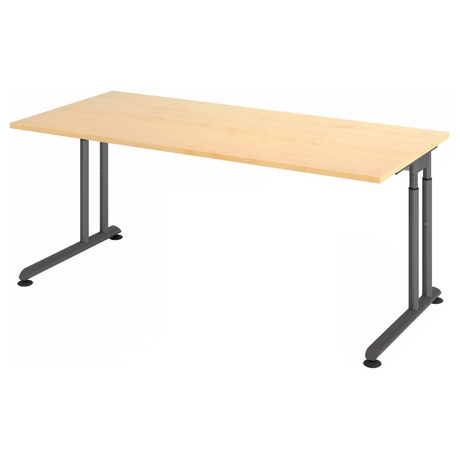 Bureau réglable en hauteur ZENO 19 G en érable et graphite avec plateau rectangulaire de hjh OFFICE PRO