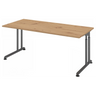 Bureau réglable en hauteur ZENO 19 G en chêne rustique avec piétement graphite de hjh OFFICE PRO