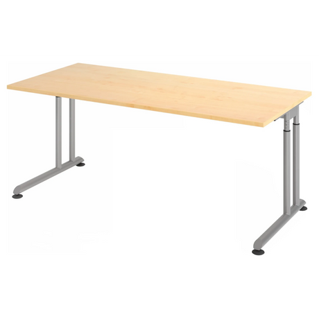 Bureau réglable en hauteur ZENO 19 S aspect érable avec structure argentée de hjh OFFICE PRO
