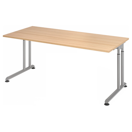 Bureau réglable en hauteur ZENO 19 S aspect chêne avec structure argentée de hjh OFFICE PRO