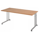 Bureau réglable en hauteur ZENO 19 S aspect noyer avec pieds argentés de hjh OFFICE PRO