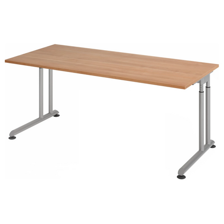 Bureau réglable en hauteur ZENO 19 S aspect noyer avec pieds argentés de hjh OFFICE PRO