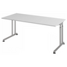 Bureau réglable en hauteur ZENO 19 S avec plateau gris et cadre argenté de hjh OFFICE PRO