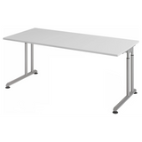 Bureau réglable en hauteur ZENO 19 S avec plateau gris et cadre argenté de hjh OFFICE PRO