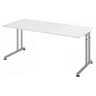 Bureau réglable en hauteur ZENO 19 S avec plateau blanc et cadre argenté de hjh OFFICE PRO