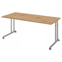 Bureau réglable en hauteur ZENO 19 S en chêne noueux avec structure argentée de hjh OFFICE PRO