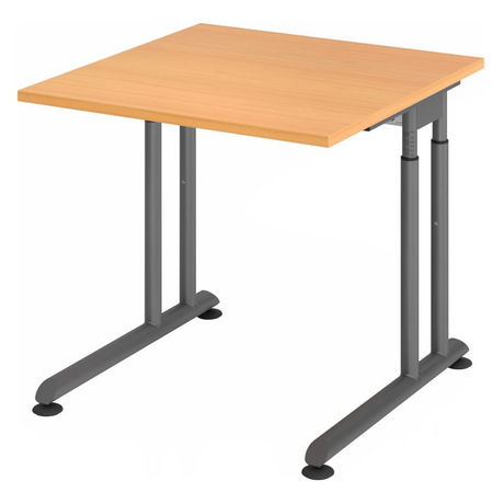Bureau réglable en hauteur ZENO 8 G en hêtre et graphite avec plateau carré de hjh OFFICE PRO