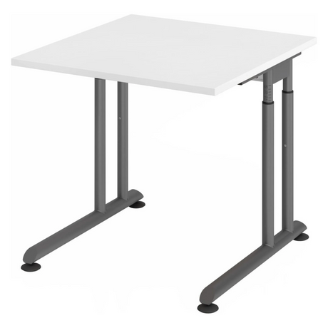 Bureau réglable en hauteur ZENO 8 G en blanc et graphite avec plateau carré de hjh OFFICE PRO