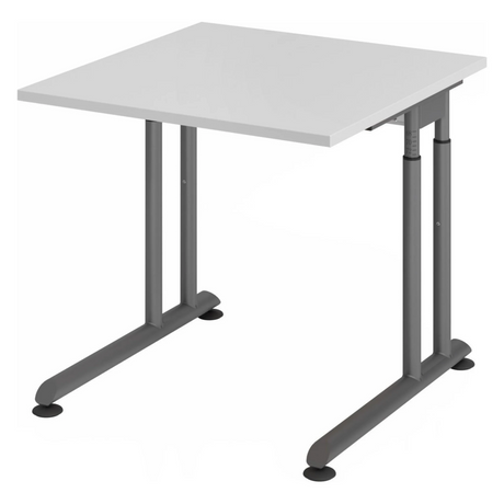 Bureau réglable en hauteur ZENO 8 G en gris et graphite avec plateau carré de hjh OFFICE PRO