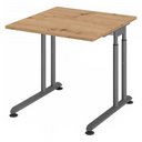Bureau réglable en hauteur ZENO 8 G en chêne rustique et graphite avec plateau carré de hjh OFFICE PRO