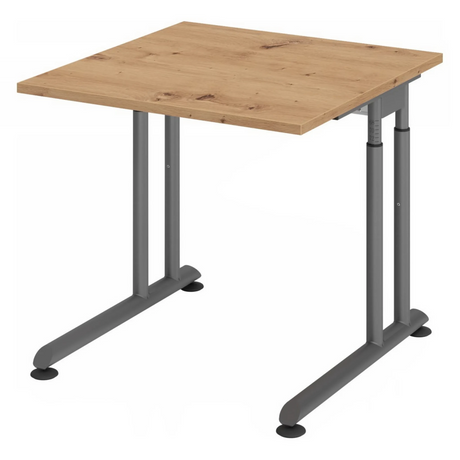 Bureau réglable en hauteur ZENO 8 G en chêne rustique et graphite avec plateau carré de hjh OFFICE PRO