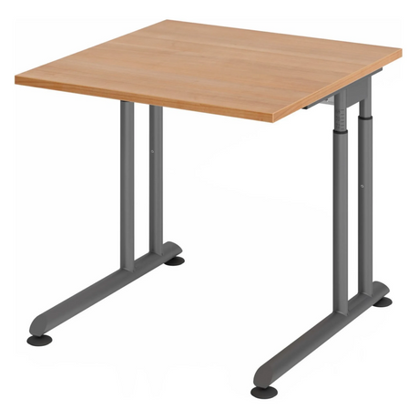 Bureau réglable en hauteur ZENO 8 G avec plateau en noyer et structure graphite de hjh OFFICE PRO