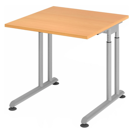 Bureau réglable en hauteur ZENO 8 S aspect hêtre avec structure argentée de hjh OFFICE PRO