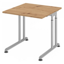 Bureau réglable en hauteur ZENO 8 S en chêne noueux et argent avec pieds en U de hjh OFFICE PRO
