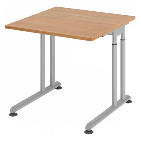 Bureau réglable en hauteur ZENO 8 S aspect noyer avec structure argentée de hjh OFFICE PRO