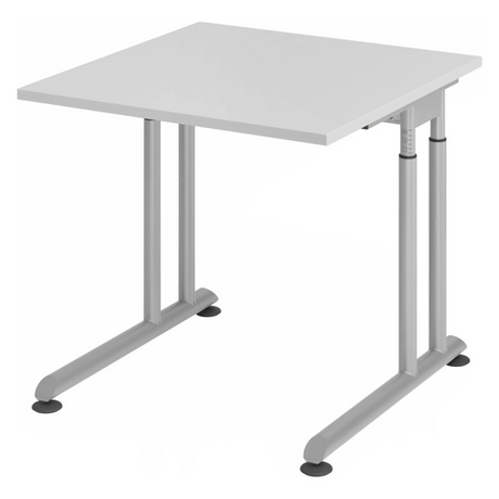 Bureau réglable en hauteur ZENO 8 S en gris et argent avec plateau carré de hjh OFFICE PRO