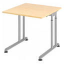 Bureau réglable en hauteur ZENO 8 S avec plateau en bois d'érable et structure argentée de hjh OFFICE PRO