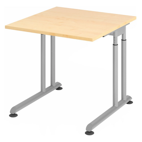 Bureau réglable en hauteur ZENO 8 S avec plateau en bois d'érable et structure argentée de hjh OFFICE PRO