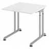 Bureau réglable en hauteur ZENO 8 S avec plateau blanc et structure argentée de hjh OFFICE PRO