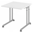 Bureau réglable en hauteur ZENO 8 S avec plateau blanc et structure argentée de hjh OFFICE PRO