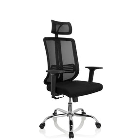 Siège de bureau à domicile ZH 200 noir avec dossier en maille et appui-tête de hjh OFFICE