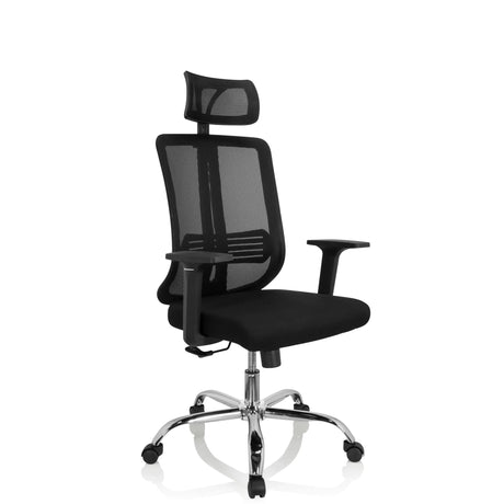 Siège de bureau à domicile ZH 200 noir avec dossier en maille et appui-tête de hjh OFFICE